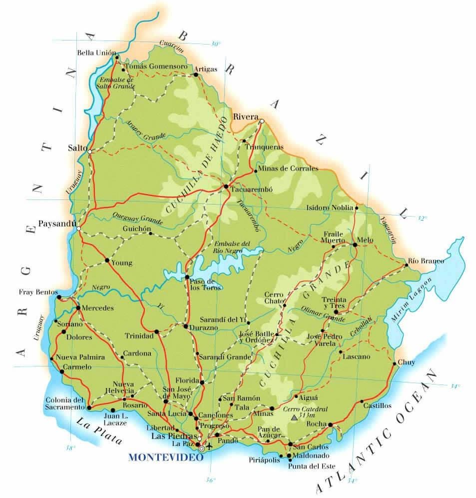 Карта Уругваю географії