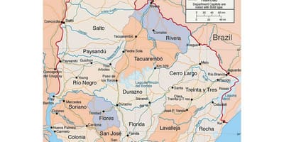Карта Уругваю з міста